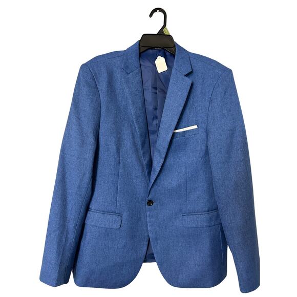 Men’s Blue Blazer Sport Coat Modern Slim Fit Jacket One Button - Picture 1 of 5
